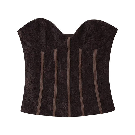 Hot girl lace strapless sexy sleeveless top