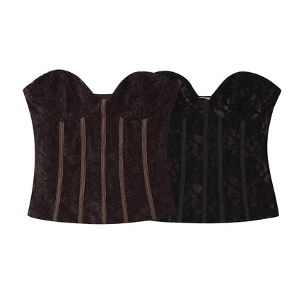 Hot girl lace strapless sexy sleeveless top