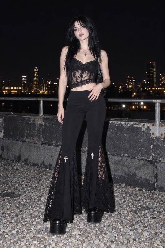 Midnight Lace Flare Pants