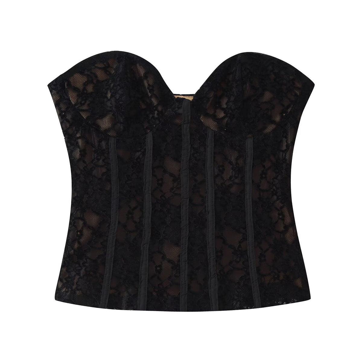 Hot girl lace strapless sexy sleeveless top