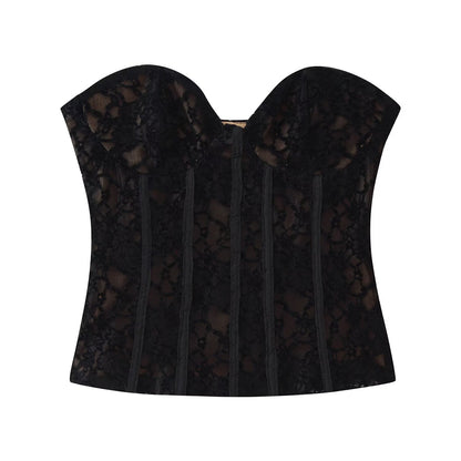 Hot girl lace strapless sexy sleeveless top